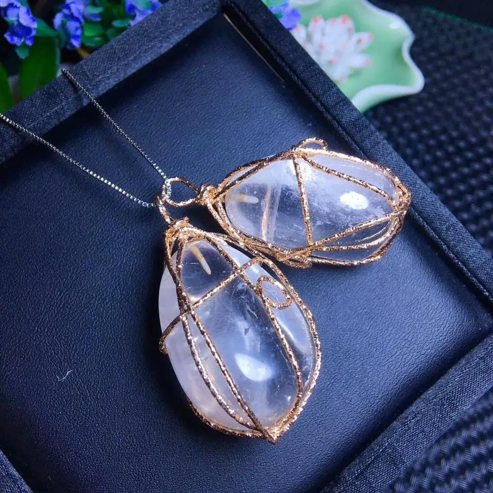 Wire Wrapped Natural White Stone Pendant