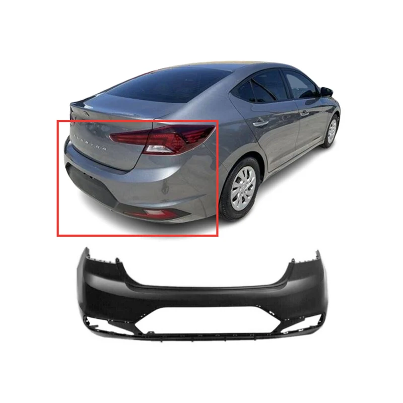 Saivis Primed Rear Upper Car Rear Back Bumper Fiber Lower Cover For 2019-2020 Hyundai Elantra Eco GLS SE elantra bumper