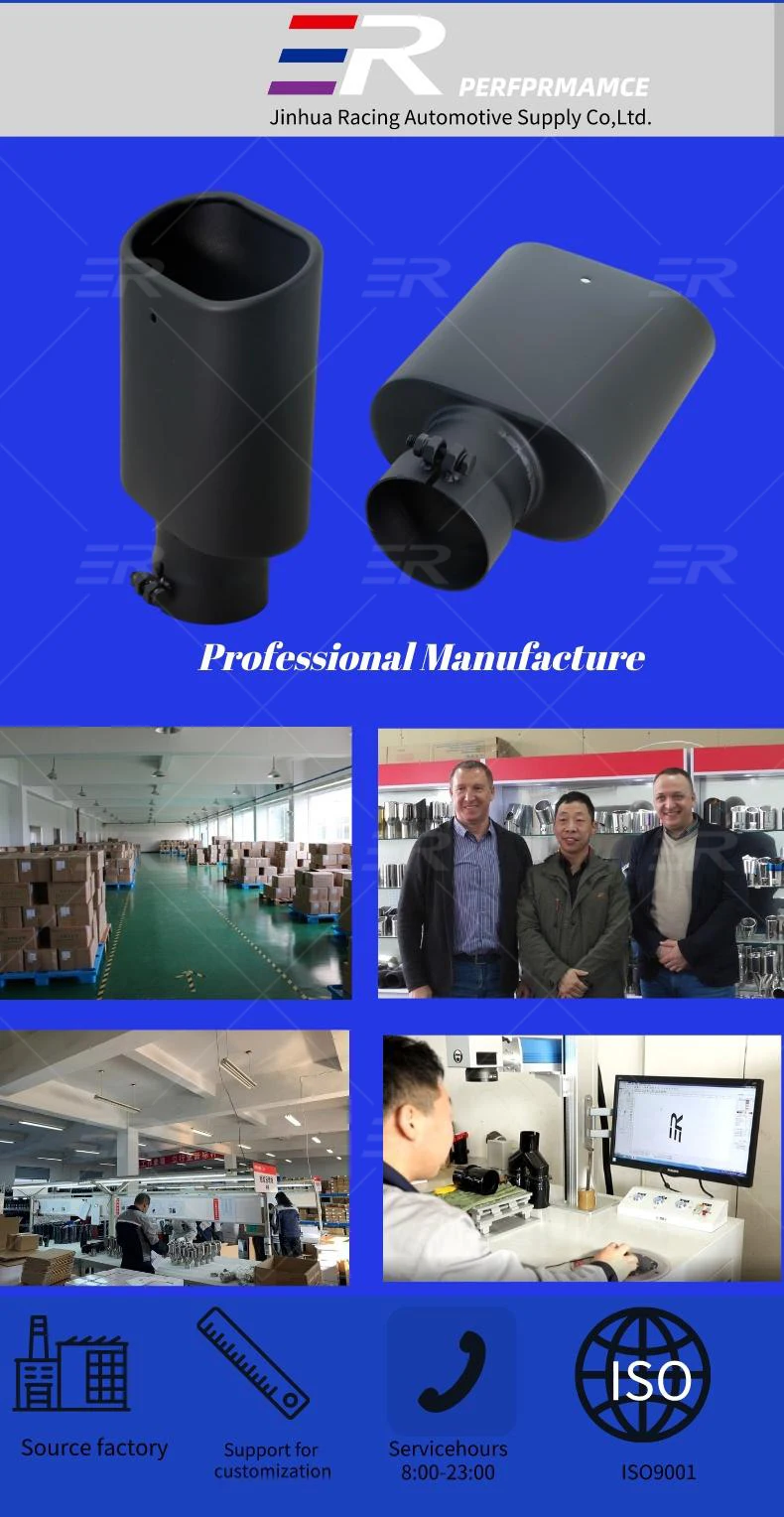 Square Stainless Exhaust Tip Inlet 2.5 3" X 5.5" Outlet 9.5" Long