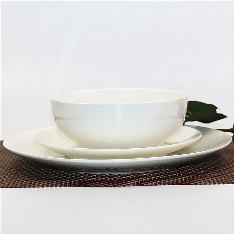Wholesale White Porcelain Classic Kitchen Dinner Sets 16 Pcs Ceramic