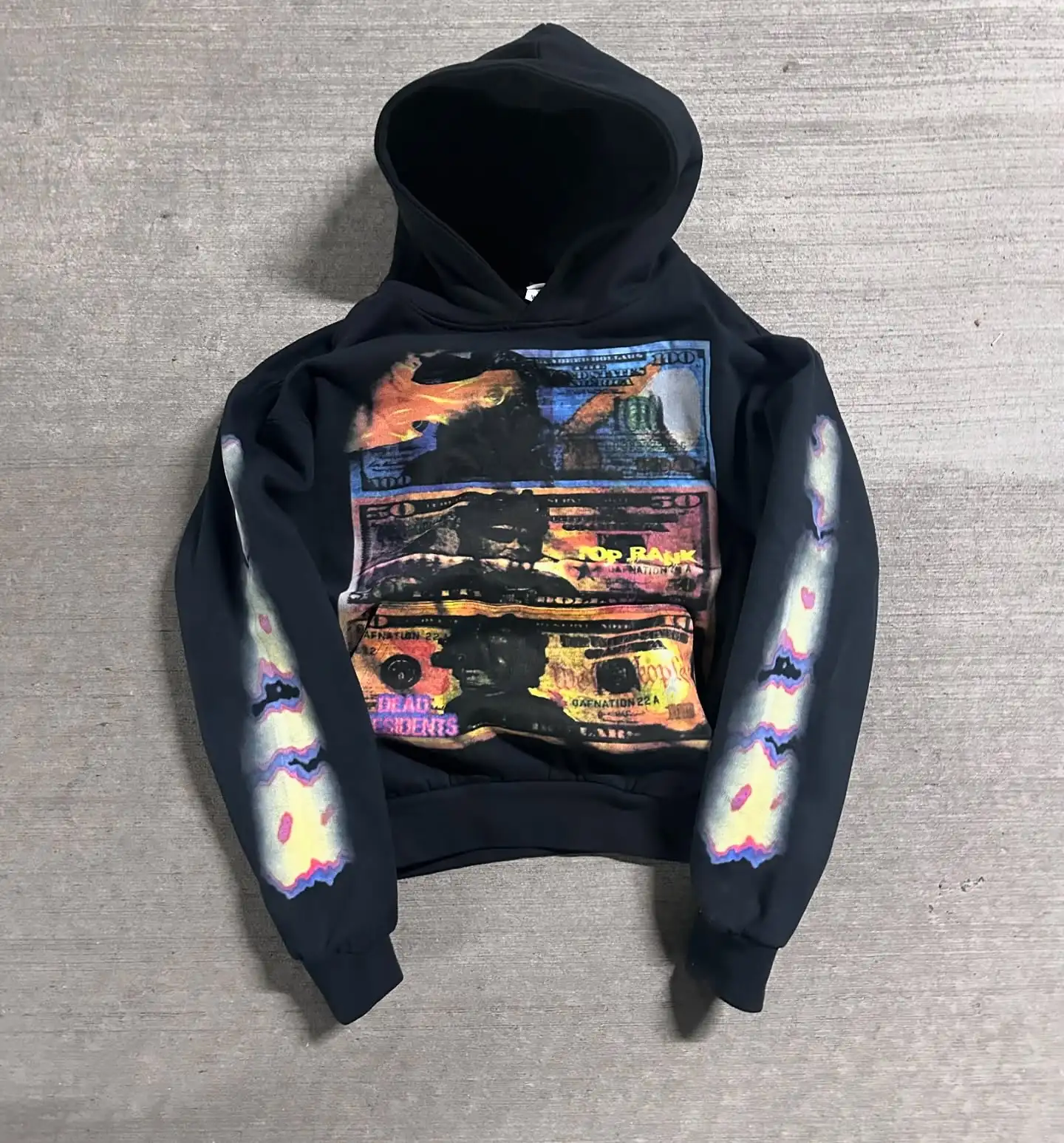 Salati Custom Graphic DTG Sleeves Cropped Heavy Weight 410gsm Street Wear Sun Faded Mens Distressed Acid Wash Hoodies gallery 7