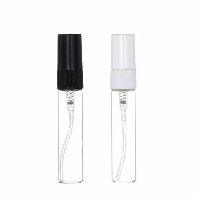 Stock Empty 5ml Perfume Sample Spray Vials Tester Perfume Glass Bottle with Black White Spray