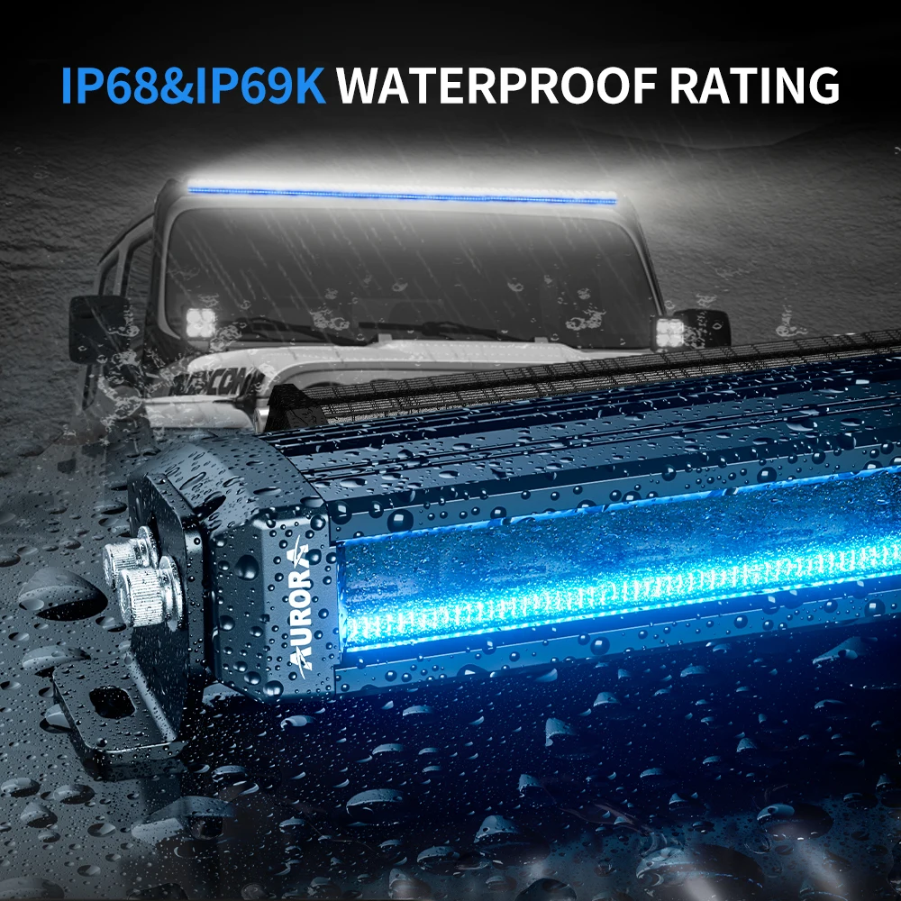 AURORA 10 Inch RGB LED Offroad Light Bar for Trucks, ATVs, UTVs 