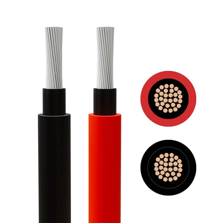 H1Z2Z2-K Solar Cable Red Black 6mm for TUV National Standard IEC62930 Photovoltaic DC Cable Single Copper Conductor PVC XLPO