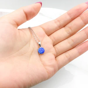 POLIVA 925 Sterling Silver Jewelry Pendant Simple Design with Blue Opal Gemstone Rhodium & Gold Plated for Party Fashion