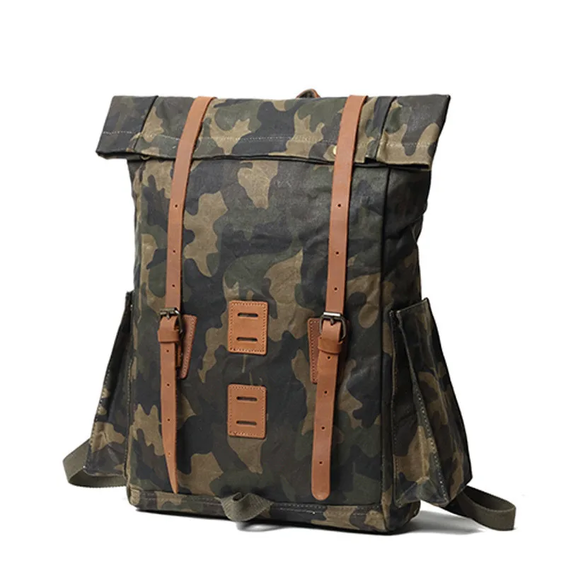 new waxed waterproof backpack large capacity travel bag camouflage camping hiking luggage backpack