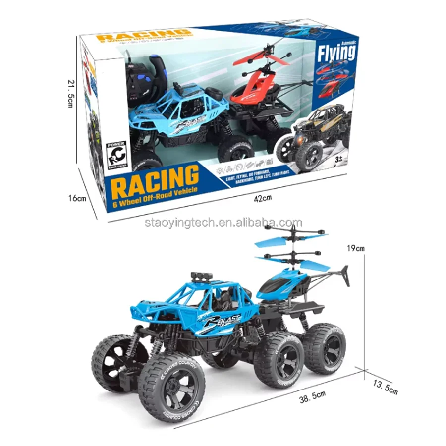 2in1 4-Channel RC Truck 6-Wheel Drift Car Indoor-Outdoor Ready-to-Go 15m Remote Control Off-Road Climbing Sensing Control