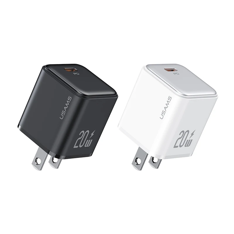 USAMS CC184 PD20W US Version Single Port Fast Charger for iPhone US Plug 20W QC PD Fast Charger for Samsung
