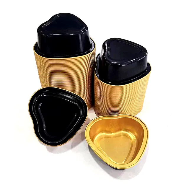 Heart shaped foil cup Disposable Aluminum Foil Ramekins Muffin Cups Tin Foil Cupcake for Souffle & Creme Brulee