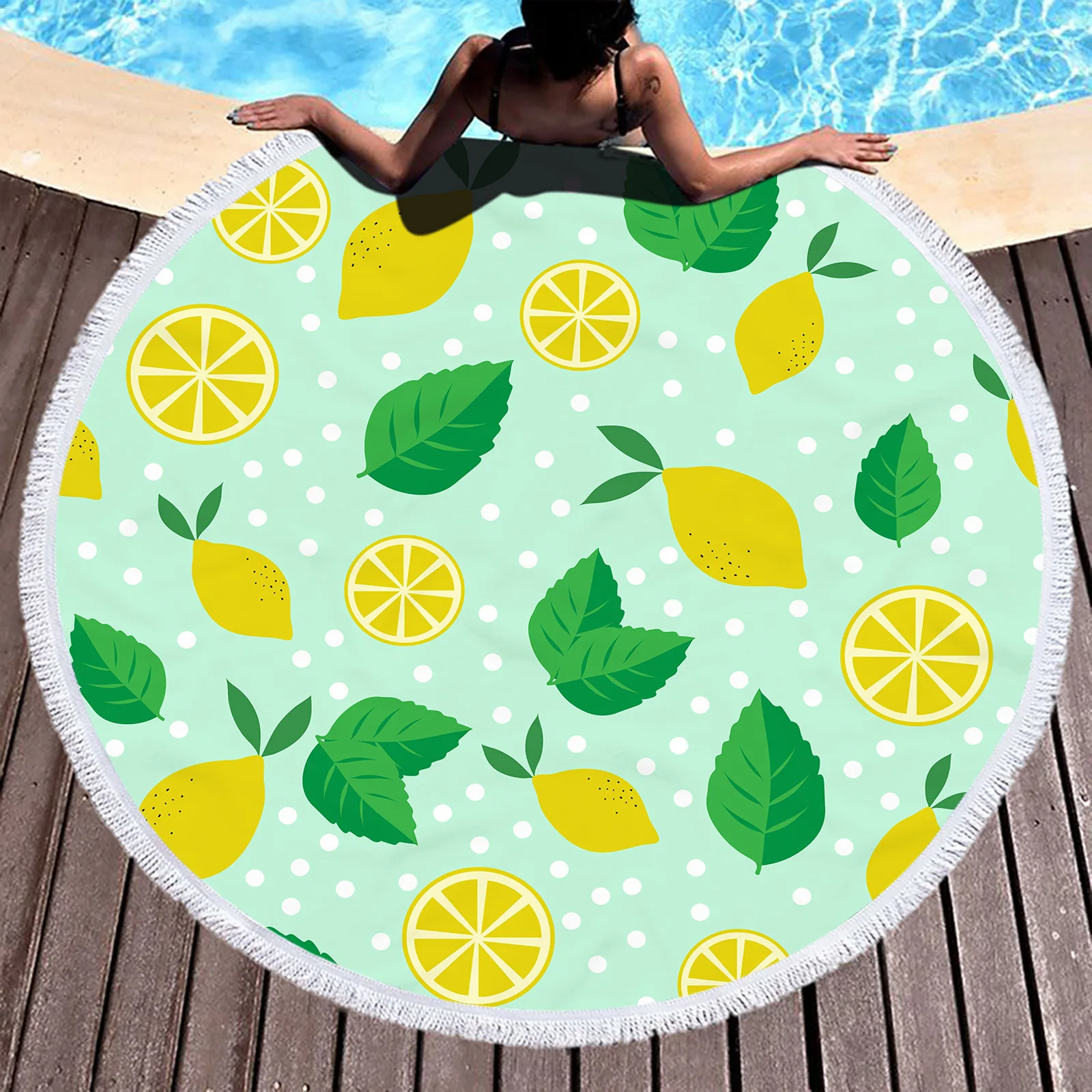 Custom Design Printed Round Beach Towels Large Microfiber Beach Round
