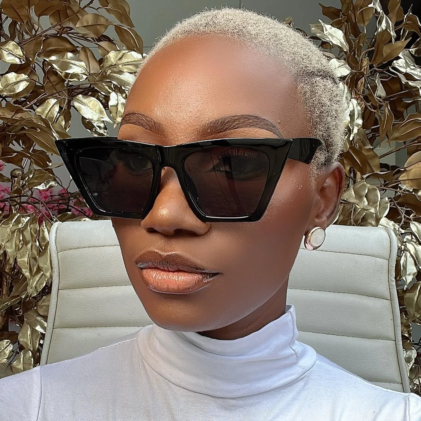 Vintage Square Cat Eye Sunglasses Women Trendy Cateye UV400 Womens Vintage Cateye Fashion Sunglasses Chic Beveled Frame  main image 2