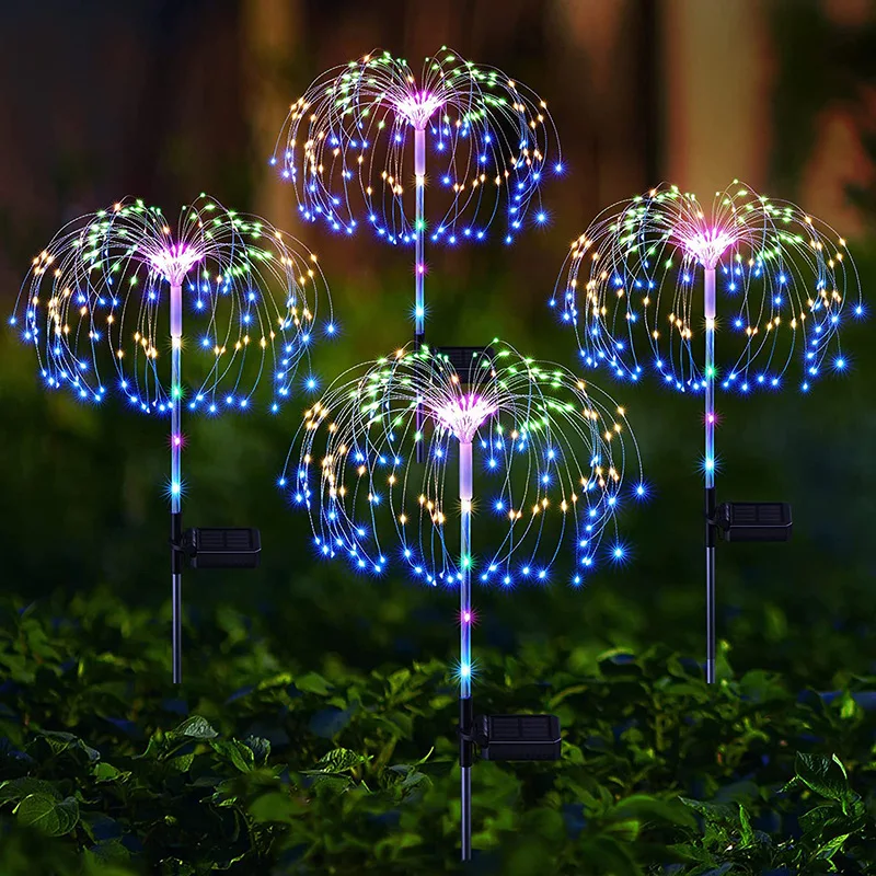 Solar Led Light 3D DIY Firework Stake Light for Garden Pathway Landscape Holiday Party Christmas Lawn Security Outdoor Decor