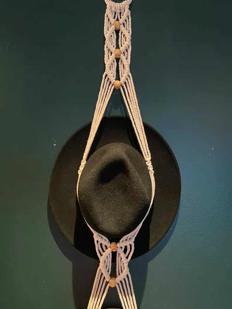 Boho натуральный подарок ручной работы фермерский хлопковый двойной подвесной органайзер макраме держатель для шляпы