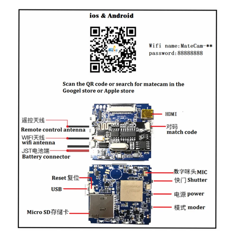 Matecam X9 14MPモーション検出4K60FPS WIFI P2Pミニカメラ