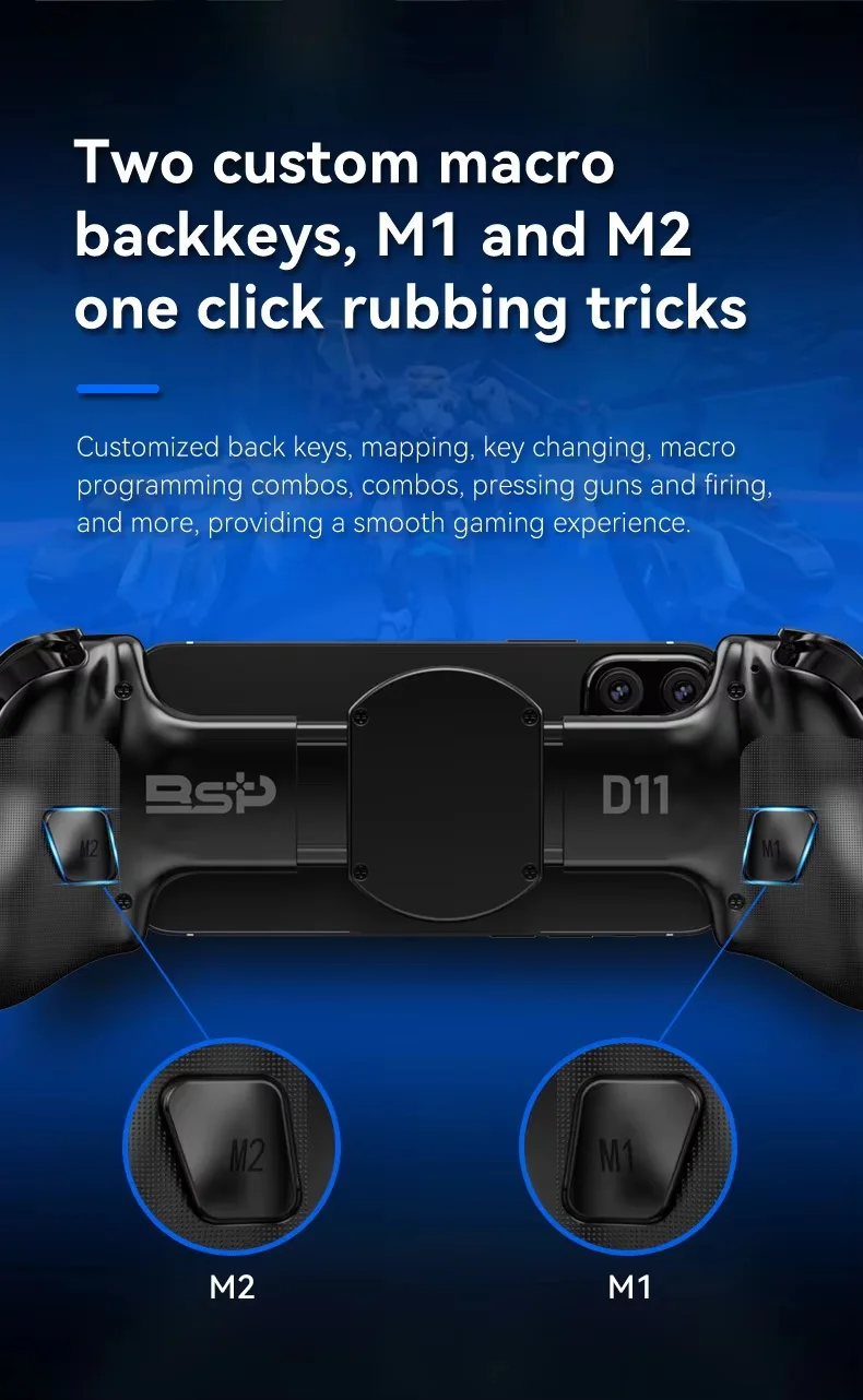 Mobile Gaming D11 Stretch Game Controller Gamepad Hall Trigger for Switch PC Android IOS BT Gaming Controller for Mobile Phone