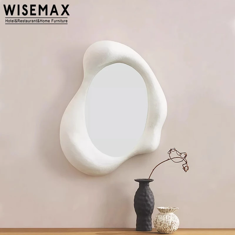 WISEMAX FURNITURE Wabi Sabi Style Home Furniture Decor Wall Mirror with Led Light Wall Decor Mirror Irregular Shape Mirror