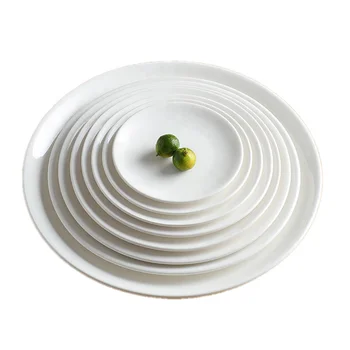 Custom Restaurant dinnerware Dishwasher safe 8 Inch white round melamine dish