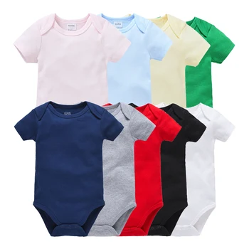 High Quality OEM Printing 100%Cotton Plain Colors Blank  New born Jumpsuit Bodysuit  Baby Boys Romper Clothes