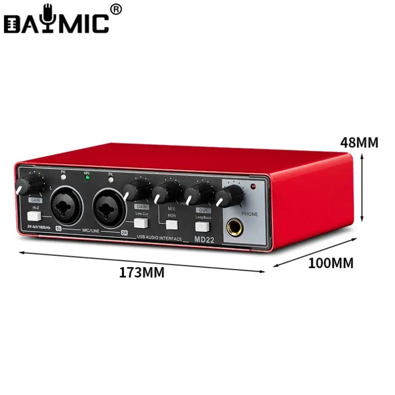 OEM Factory Pro Audio Interface 2In2Out Computer Audio Interface Recording Usb Recording logo Custom