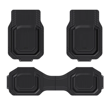 Universal Fit 3pcs Non slip  PVC Car Floor Mats  with deep tray for Car SUV Truck & Van-All Weather Protection