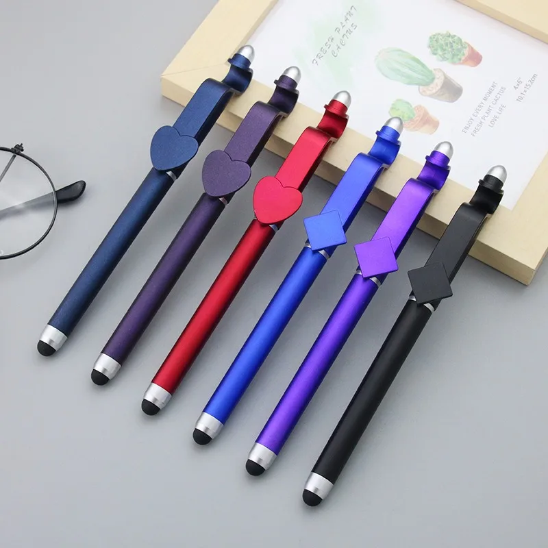 Wholesale Plastic Multi Functional Neutral Pen Touchscreen Phone Stand Ballpoint Pen Customized QR Code Logo Promotional