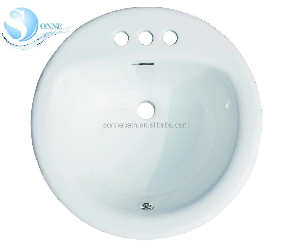 White Cupc Ada Drop In Round Bathroom Sink With Overflow Sa 1250