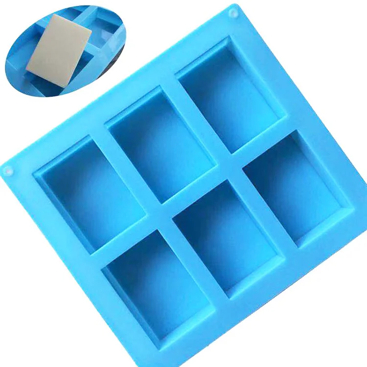 6 Cavity Diy Rectangle Silicone Handmade Soap Molds For Soap Making
