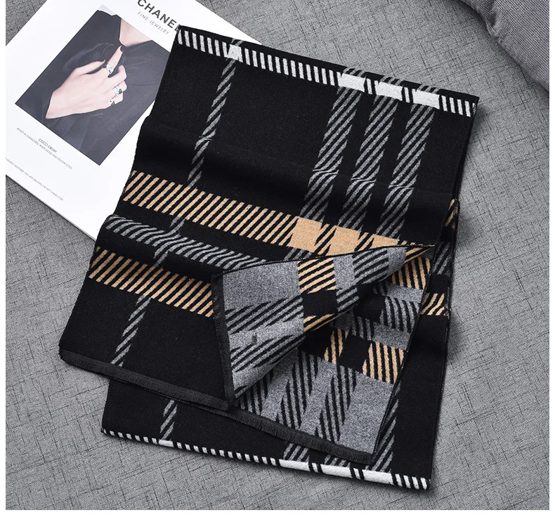 男士商务休闲厚围巾男士羊毛围巾冬季保暖围巾厂家