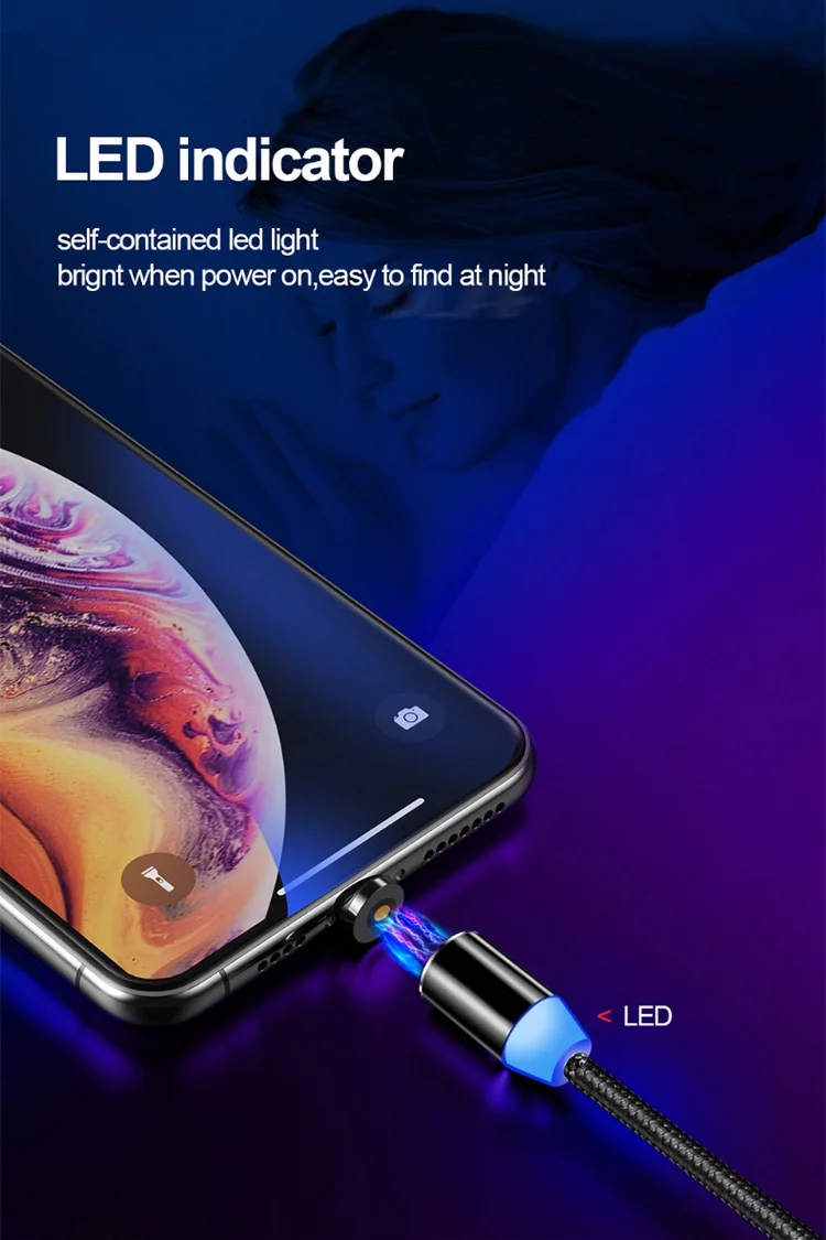 Оптовая продажа на складе 1 м 2 Магнитный кабель для мобильного телефона ios Micro USB Type C магнитное зарядное устройство 3 в micro