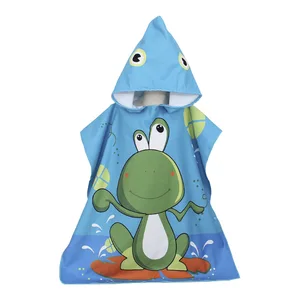 Manufacturers Wholesale Children's Hooded Bath Towel Cape Cute Cartoon Swimming Soft Print Absorbent Quick Drying Towel Cape