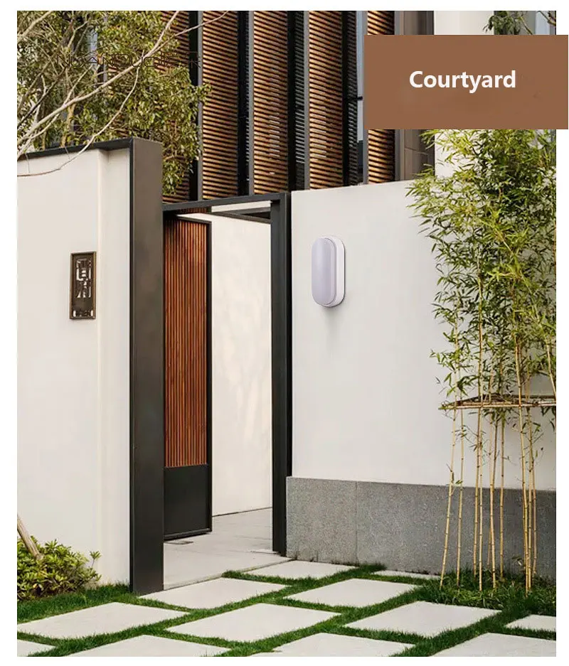 led outdoor waterproof plastic wall light garden balcony courtyard round oval creative ceiling light 12W 15W