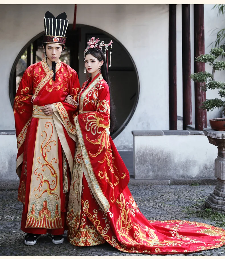 Wedding Hanfu Readymade Classical Red Hanfu Wedding Gown Hot Elegant ...