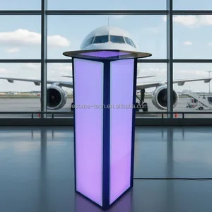 American Style Contemporary Folded Highboy Cocktail Table with Glass Top LED Lighting for Hotel Use