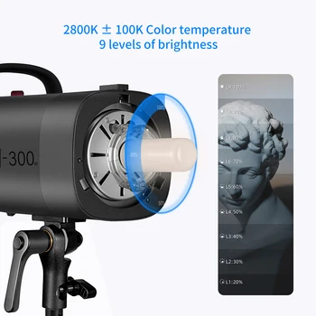 Neewer S101-300W Professional Studio Moonlight Strobe Flash Light 300W 5600K With Modeling Lamp Aluminium Alloy Bowens Mount detail image