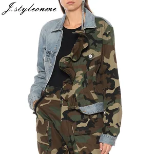 Wholesale Fashion Latest Design Fall Winter Female Women Ladies Coat Streetwear Outdoor Patchwork Camouflage Jacket