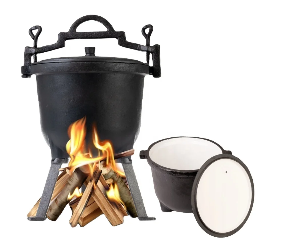 Cast Iron Caldron, Butcher Kettle, iron Pot, with drain hole.