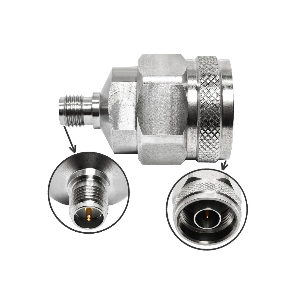 Adaptator Cavi Coaxialis Ex Acciaio Inox RF, Adaptator Altius Frequens Millimetralis, Conector Masculus N ad Conector Femininus RPSMA, Adaptator Conectoris Coaxialis