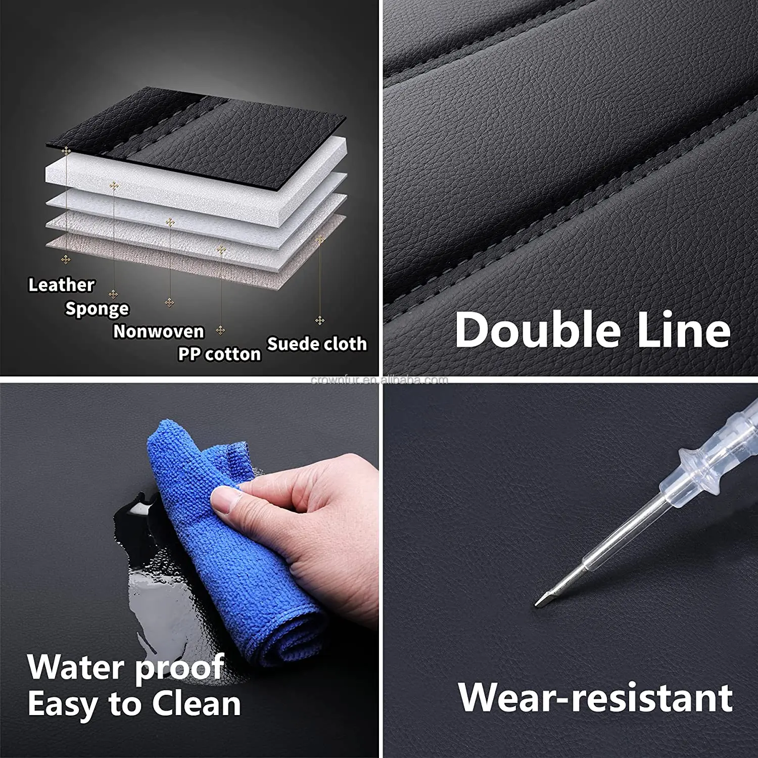 5D Automotive Vehicle Cushion Cover Cars Universal Fit Set Auto Leather Car Seat Covers Kit with Airbag toyota Bmw Mercedes W213