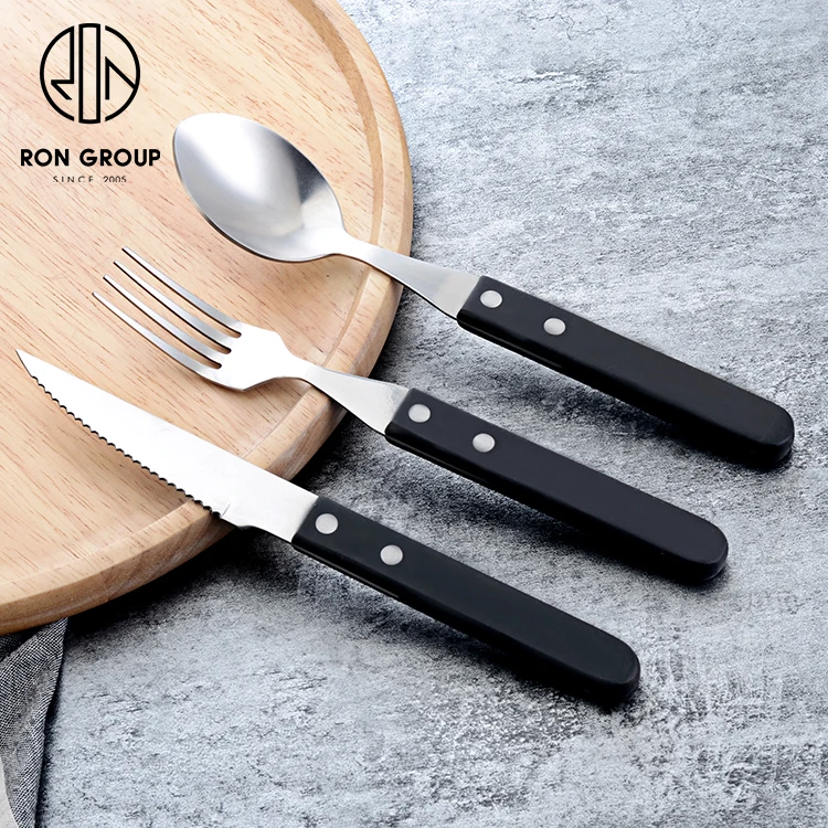 Good quality restaurant knife spoon fork flatware with wood handle stainless steel 304 cutlery sets