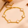 Bracelet coquillage blanc trèfle à quatre feuilles L802