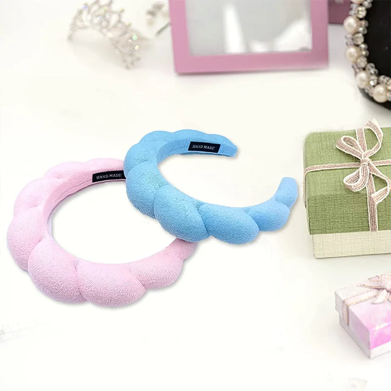 Terry Cloth Spa Headband Makeup Headband With Wristband Set For Washing