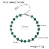 TXE138 - Pulsera de acero con circonita verde