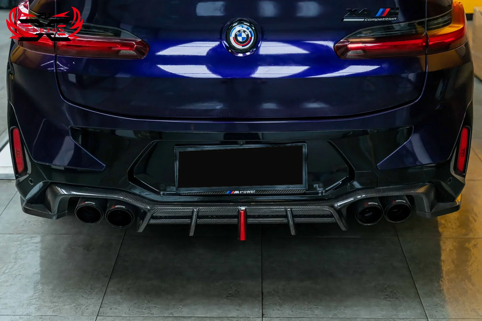 Carbon Fiber a Style Rear Diffuser With LED Light for BMW X3M F97 X4M ...