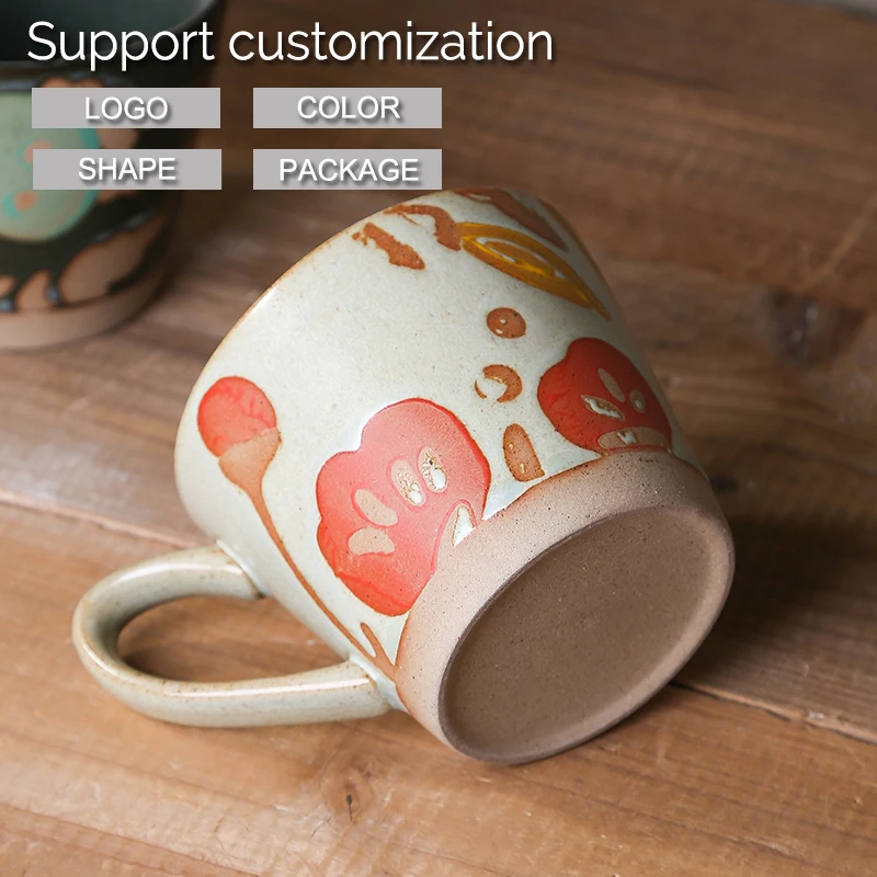 Wholesale Fancy Design Exquisite Hand Made Flower Pattern Unique Custom Gift Set Ceramic Coffee Cups Mugs