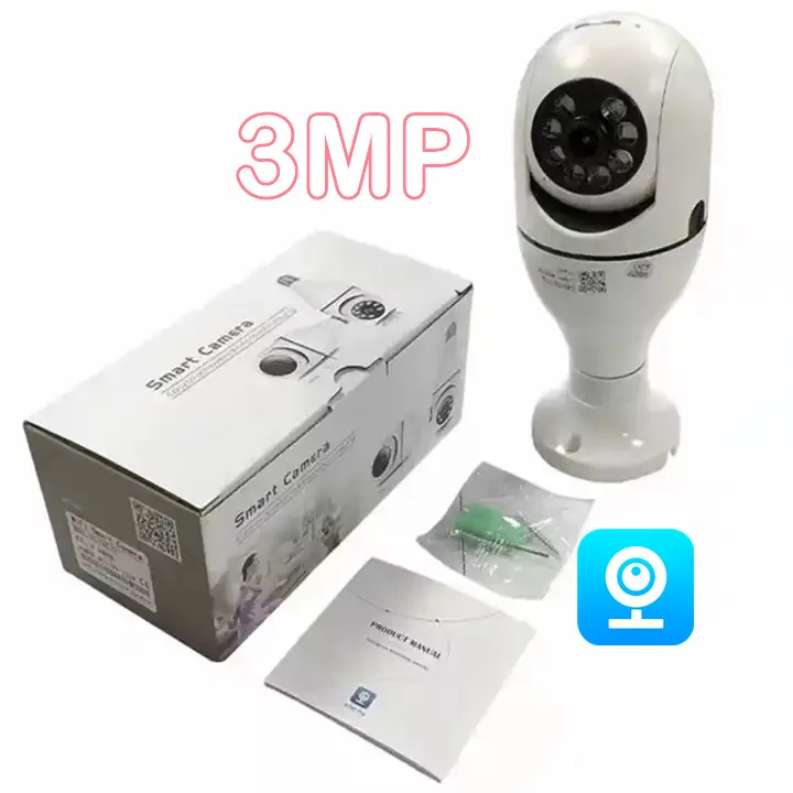 V380 3MP 1080p 5g E27 Night Vision Panoramic Ptz Cctv IP Lamp Socket  Surveillance Security Smart Wifi Light Bulbs Camera 360