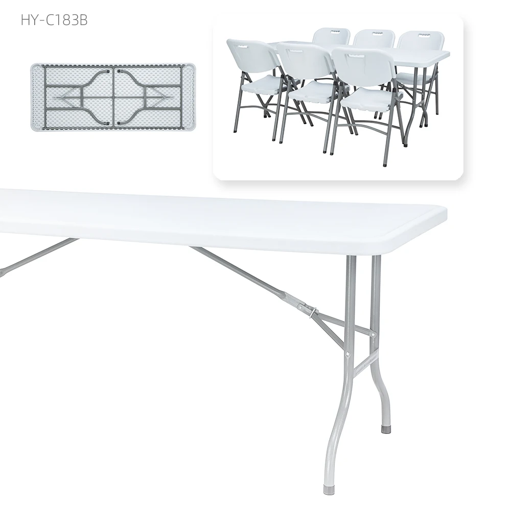 
 6 футов, складной стол, обеденный стол, низкая цена, пластиковый стол для улицы, 6 человек, Современный серый/черный Dia25; Dia19 ISO9001 200 кг  