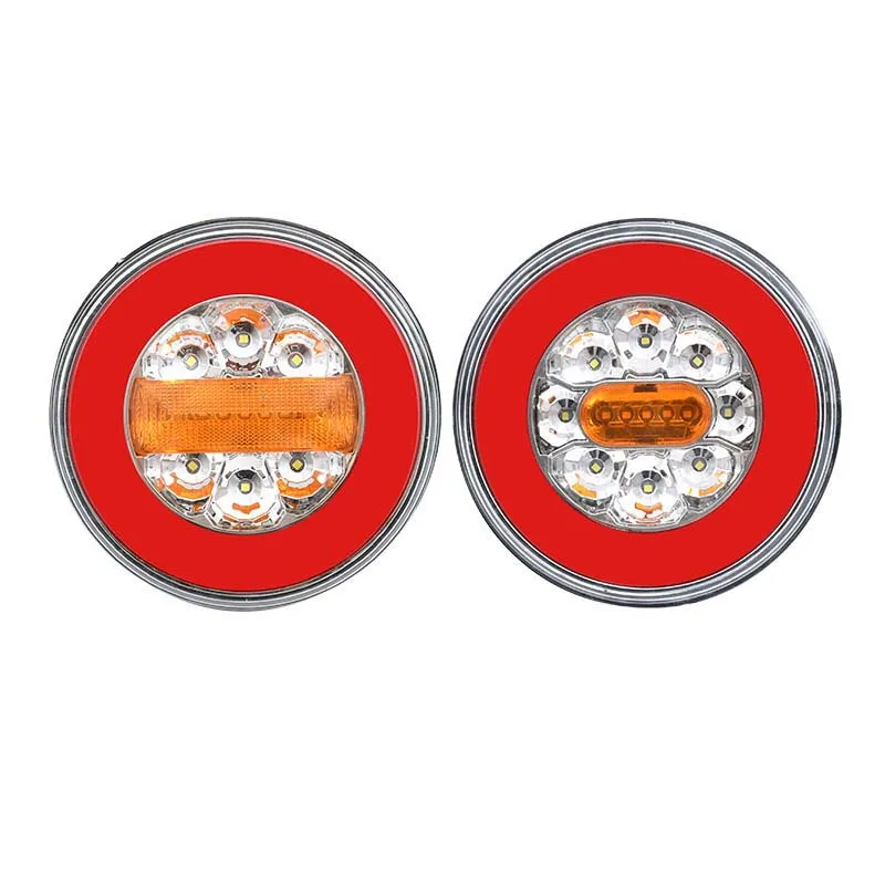 High-performance 12-24v Truck Led Tail Light 5.5inch Round Brake Turn Tail Lights for Truck White Red Amber 8