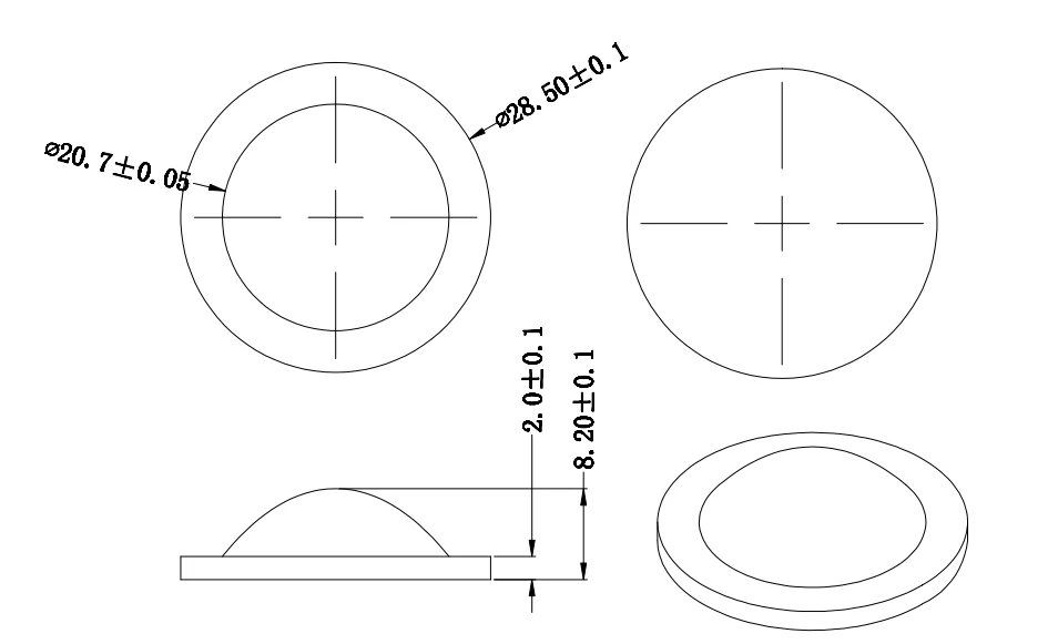 29MM Flat Convex Lens with Edge Led Lighting Accessories Optical Lens ...