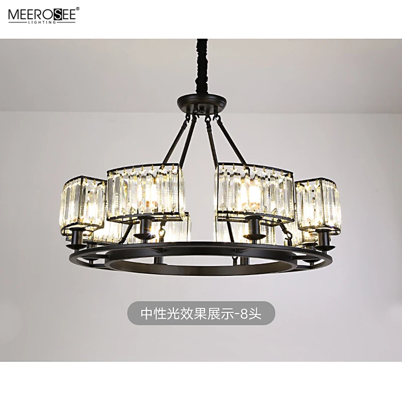 Meerosee Rustic Crystal Chandelier Modern Contemporary Ceiling Light Fixtures Vintage Pendant Lighting Dining Room Foyer MD86792