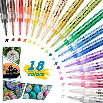 Acrylic Paint Pens 18 Colors Permanent Paint Art Markers Water based Pen Set